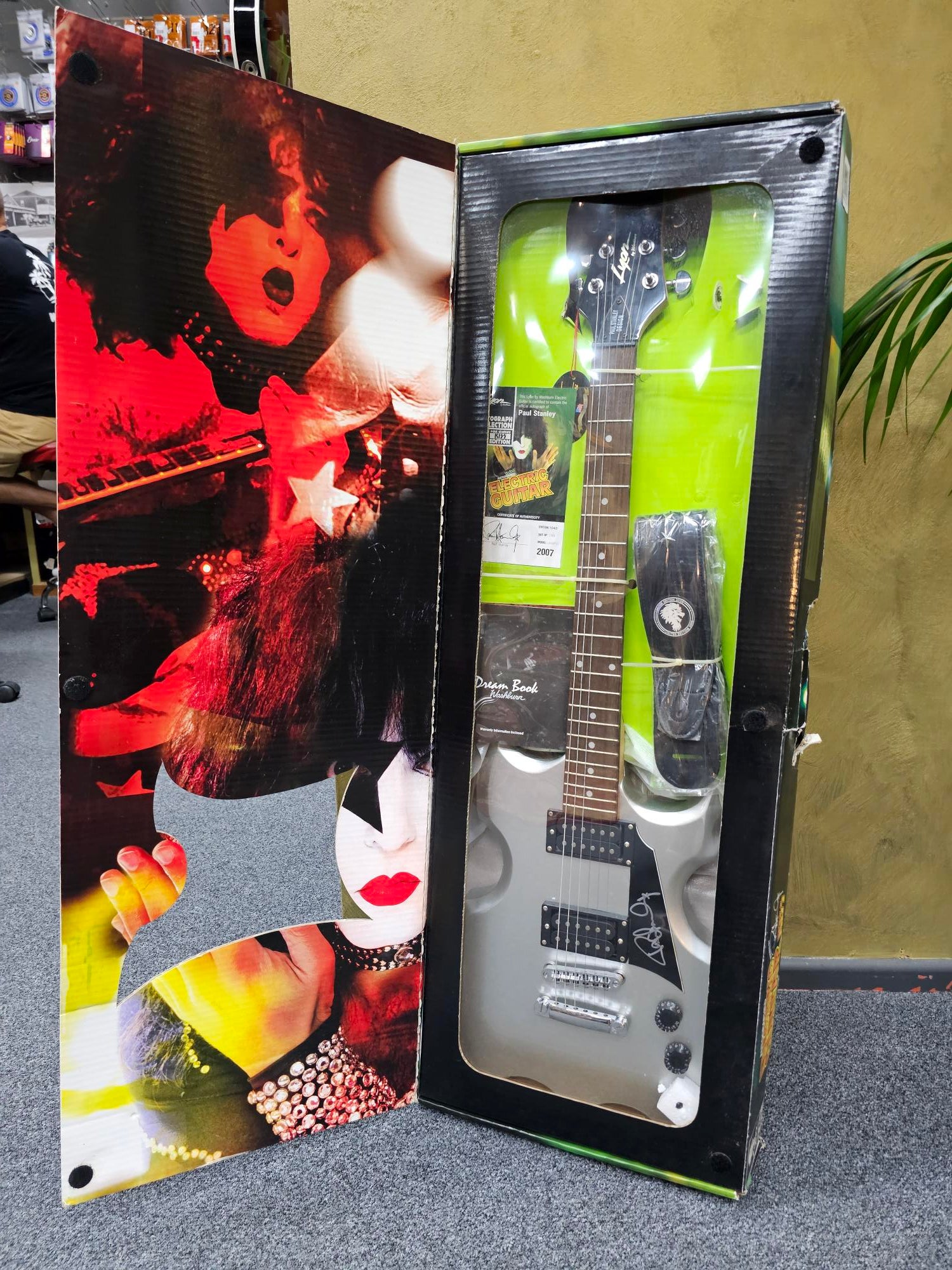 2007 Paul Stanley Designed & Autographed Silver Washburn Lyon Kiss Electric Guitar Limited Edition