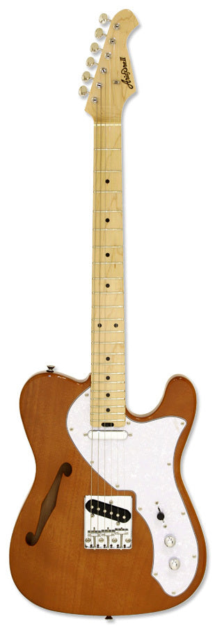 Aria 615-TL Series Semi-Hollow Electric Guitar in Natural Gloss Pickups: 2 x Single Coil