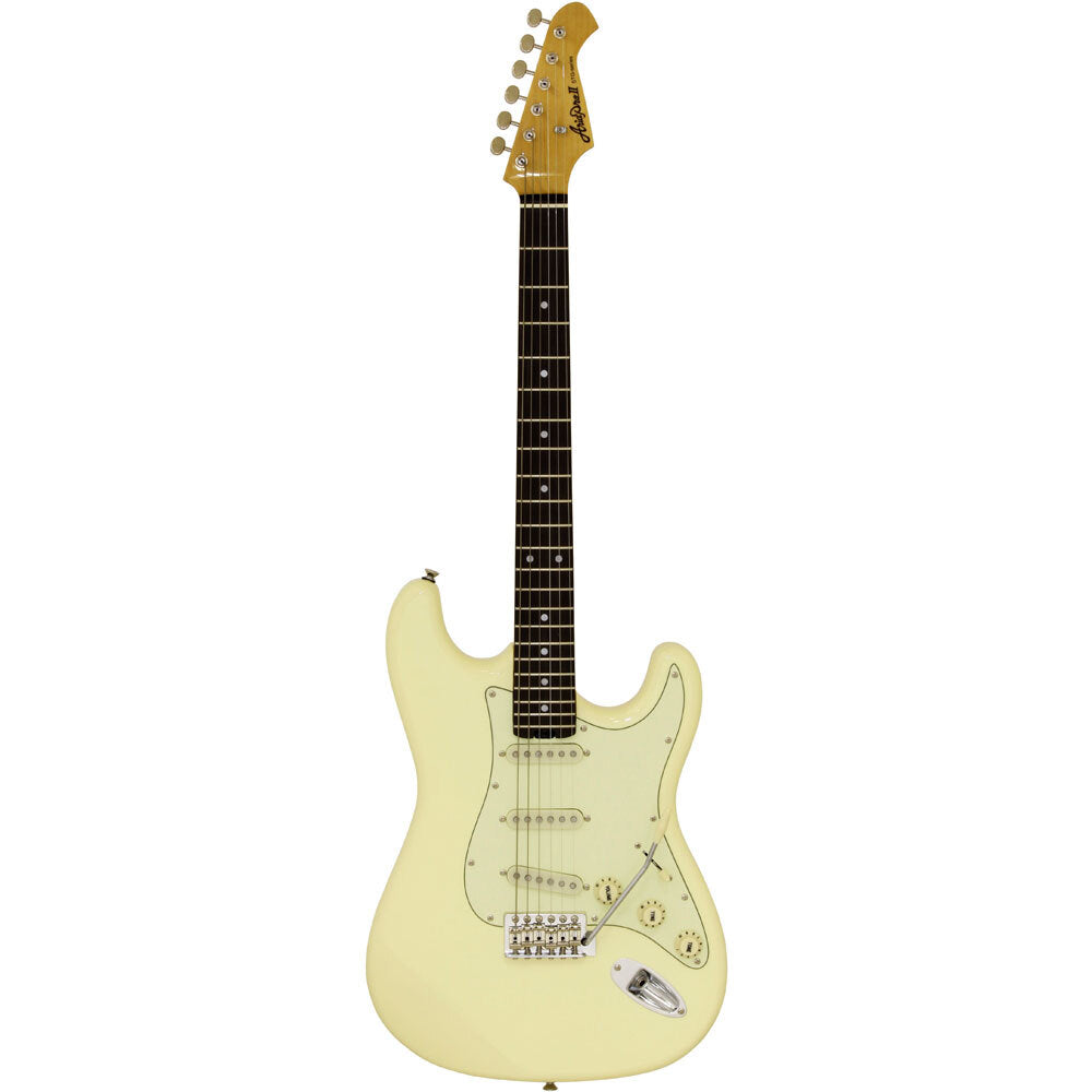 Aria STG-62 Modern Classics Series Electric Guitar in Vintage White Pickups: 3 x Single Coil (Alnico-5)