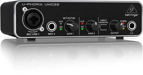 Behringer U-Phoria UMC22 Audiophile 2x2, 48kHz USB Audio Interface