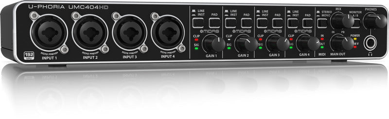 Behringer U-Phoria UMC404HD Audiophile 4x4, 24-Bit/192 kHz USB Audio/MIDI Interface