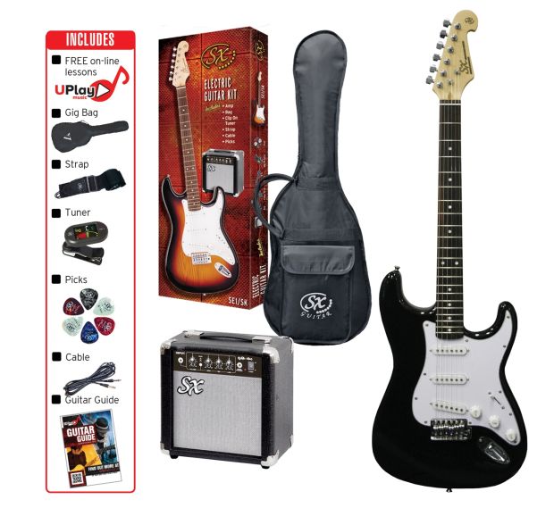 SX 3/4 Size Electric Guitar Kit in Black and Avaliable in Sunburst