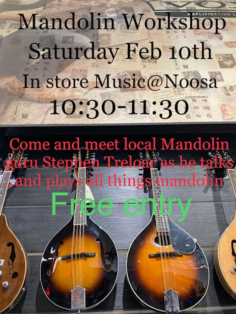 Mandolin workshop featuring Stephen Treloar February 10th in store from 10am