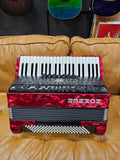 Hohner Bravo III 120 Bass Chromatic Accordion in Red Pearl W/Bag (Pre-Owned)