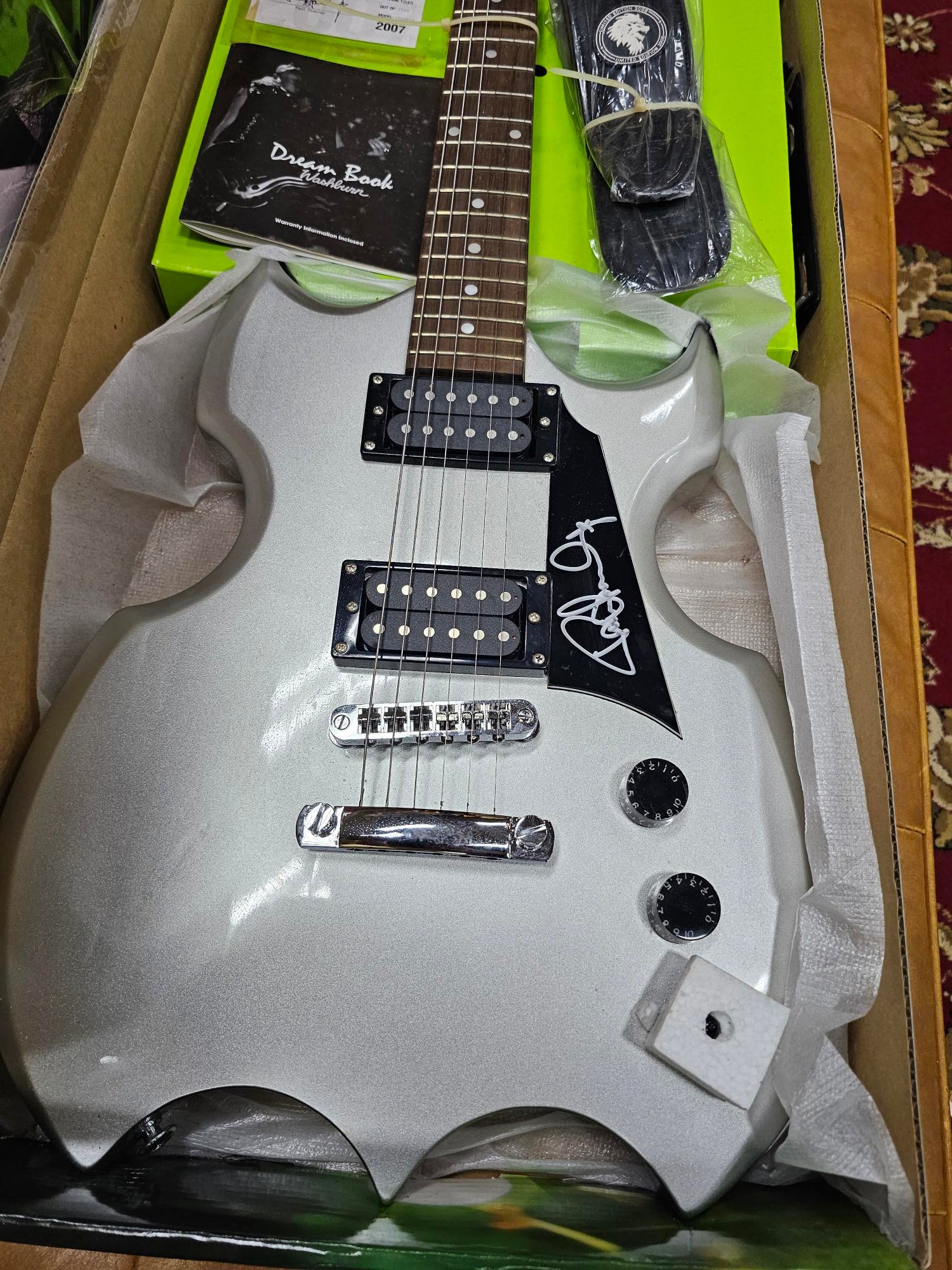 2007 Paul Stanley Designed & Autographed Silver Washburn Lyon Kiss Electric Guitar Limited Edition