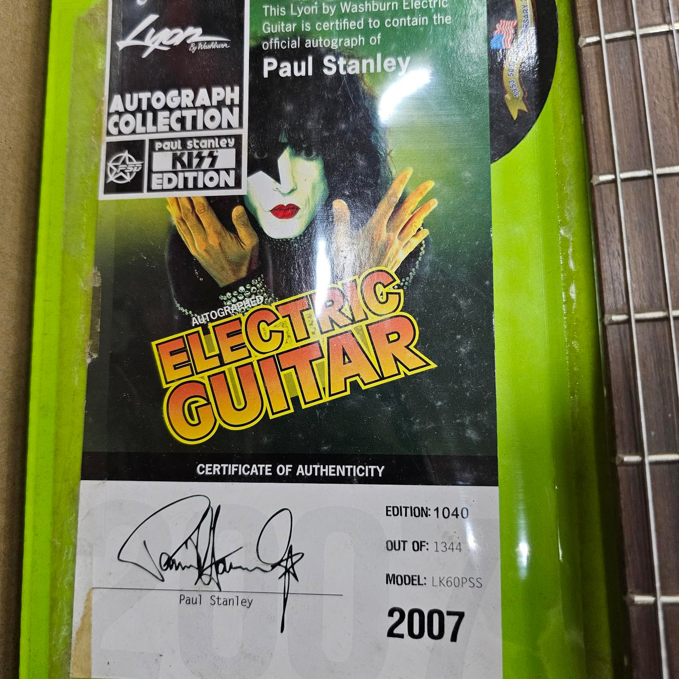 2007 Paul Stanley Designed & Autographed Silver Washburn Lyon Kiss Electric Guitar Limited Edition