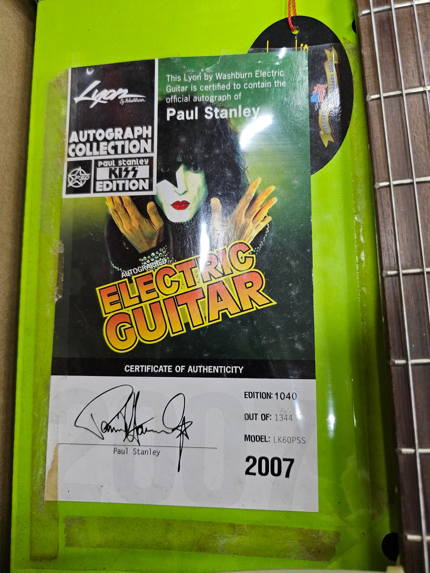 2007 Paul Stanley Designed & Autographed Silver Washburn Lyon Kiss Electric Guitar Limited Edition