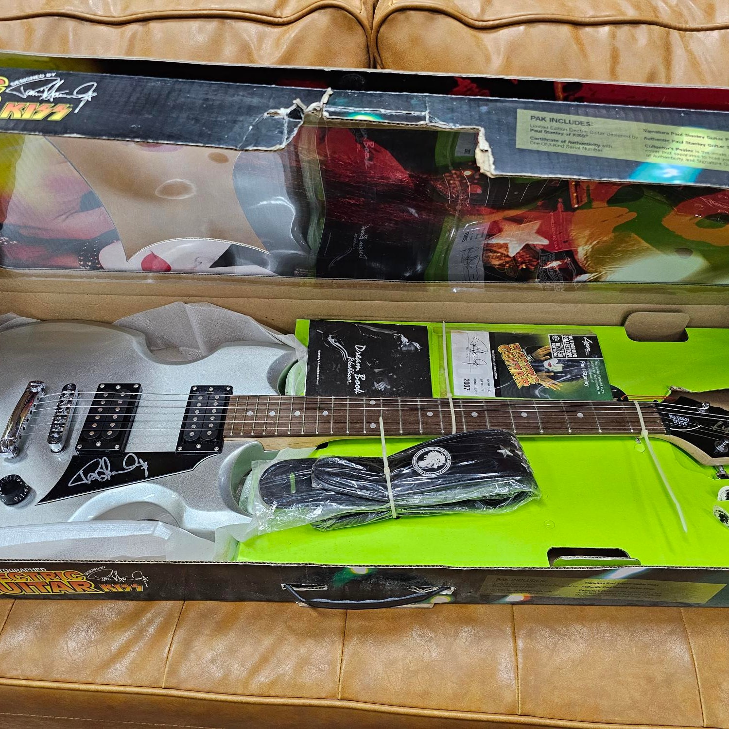 2007 Paul Stanley Designed & Autographed Silver Washburn Lyon Kiss Electric Guitar Limited Edition