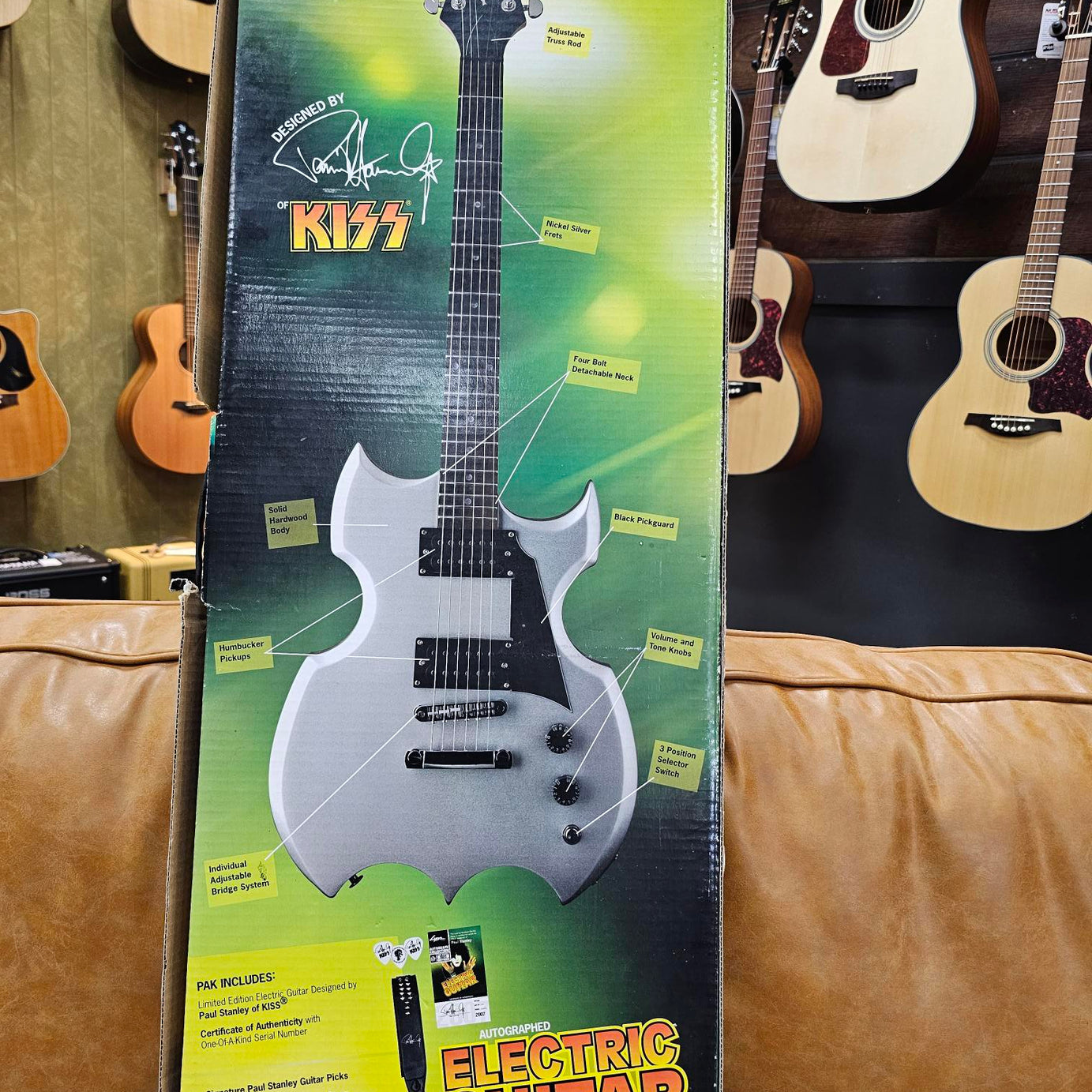 2007 Paul Stanley Designed & Autographed Silver Washburn Lyon Kiss Electric Guitar Limited Edition