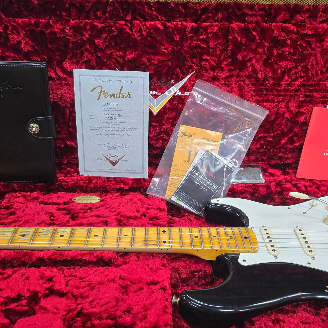 2023 Fender Custom Shop Stratocaster Electric Guitar 58RI Black Relic (Pre-Owned)