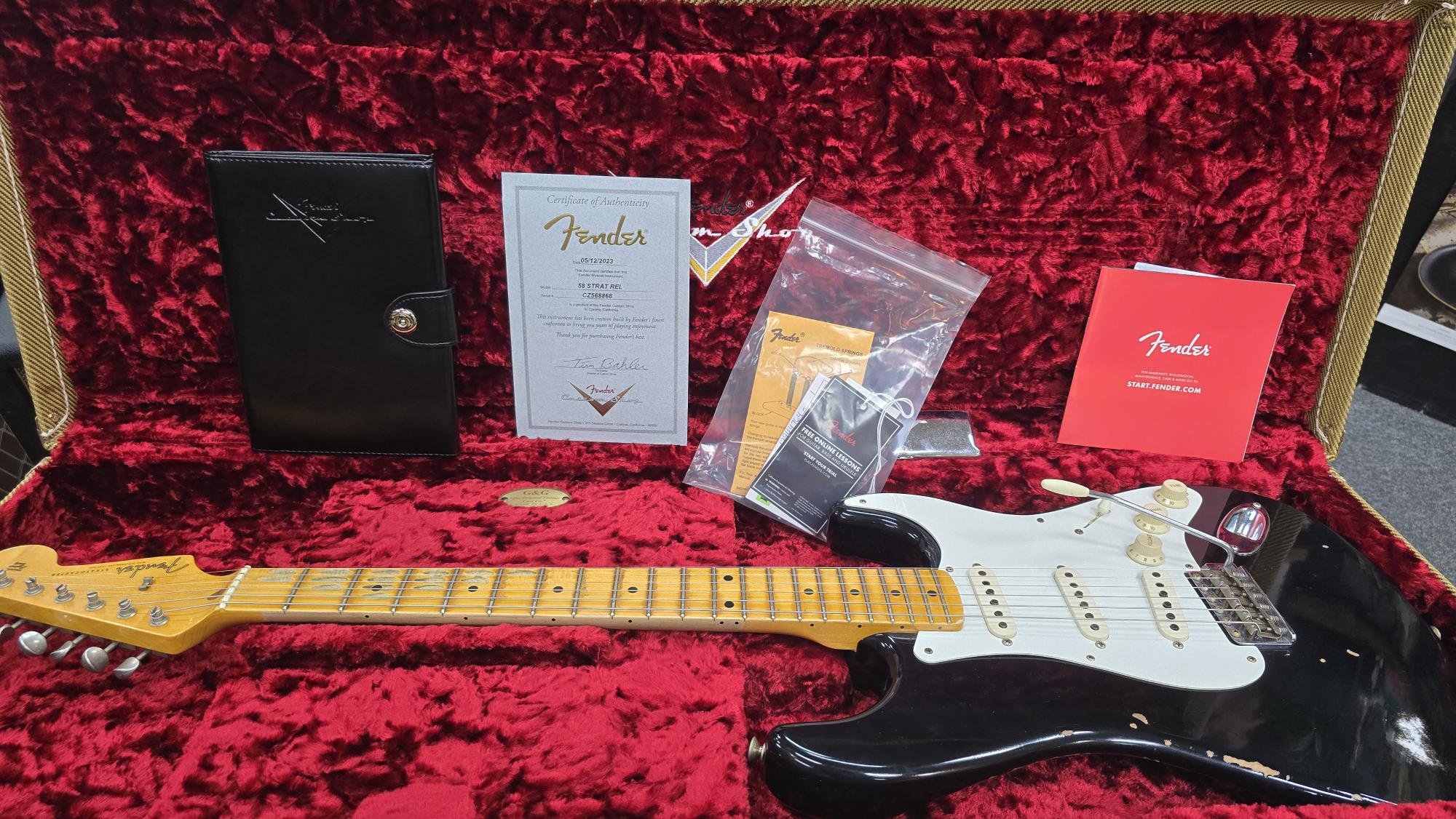 2023 Fender Custom Shop Stratocaster Electric Guitar 58RI Black Relic (Pre-Owned)