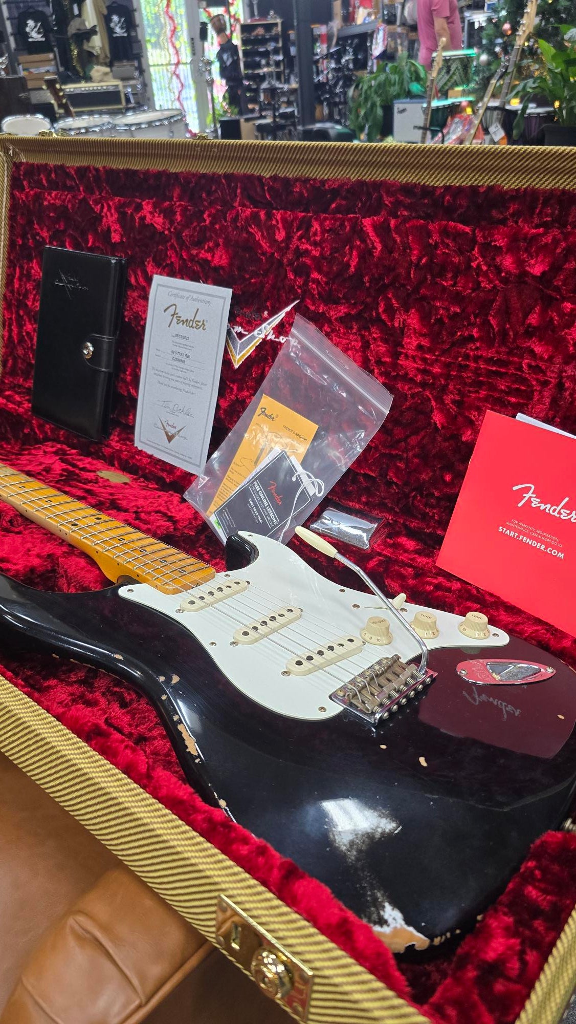 2023 Fender Custom Shop Stratocaster Electric Guitar 58RI Black Relic (Pre-Owned)