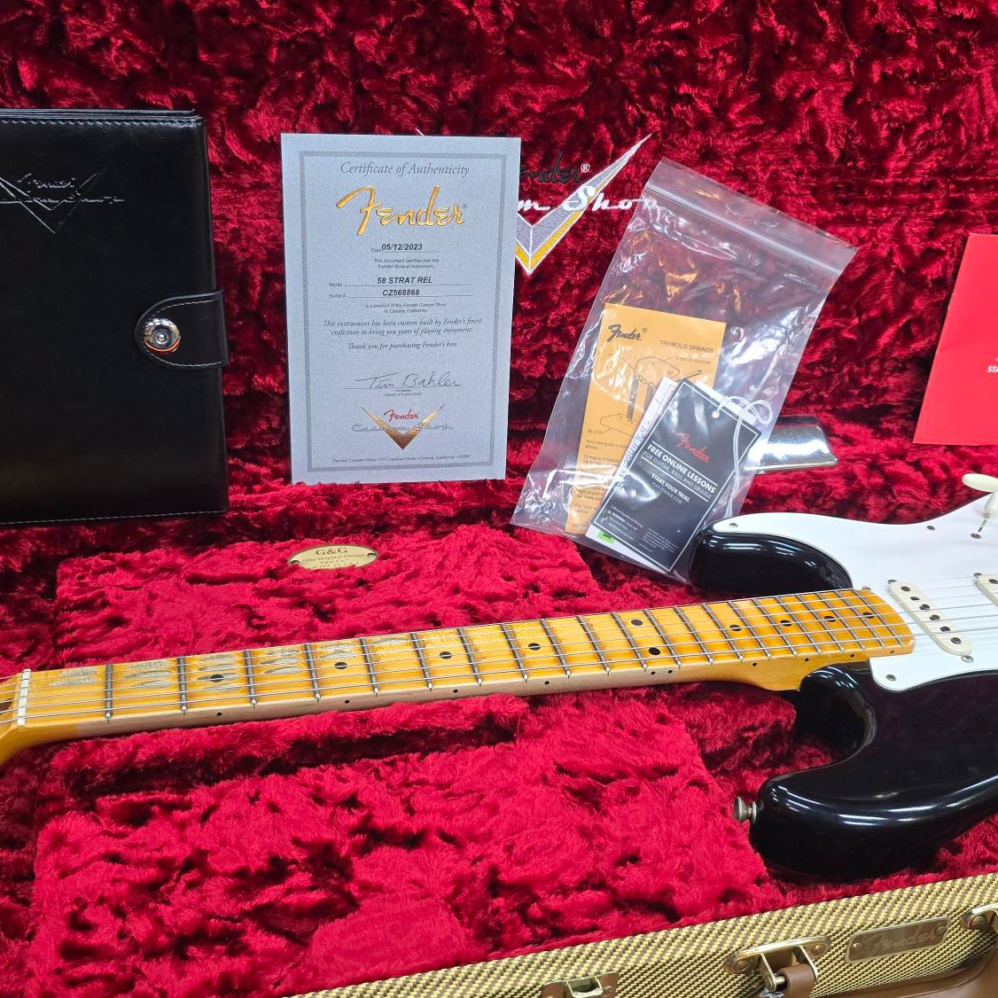 2023 Fender Custom Shop Stratocaster Electric Guitar 58RI Black Relic (Pre-Owned)