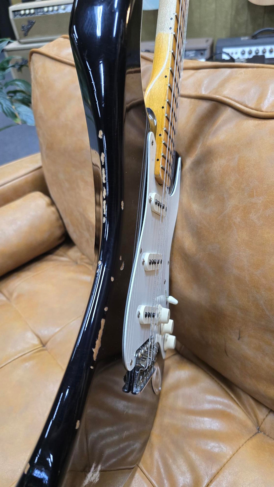 2023 Fender Custom Shop Stratocaster Electric Guitar 58RI Black Relic (Pre-Owned)