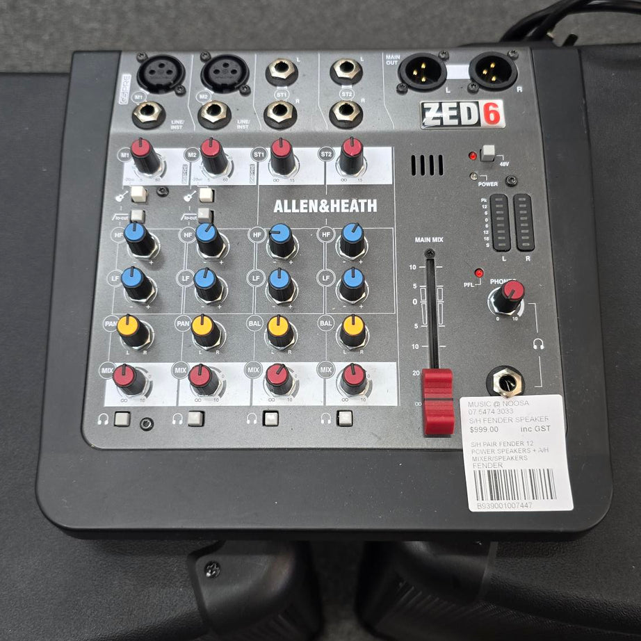 Fender Fighter 12" PA Speakers & Allen & Heath Mixer (Pre-Owned)