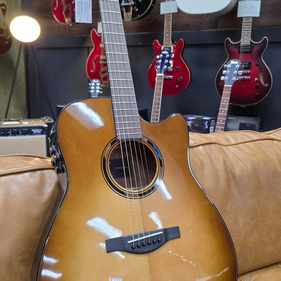 Yamaha TAG1C Grade TransAcoustic Solid Top Dreadnought Acoustic Guitar w/ Pickup SandBurst Burst Gloss Includes Gig Bag