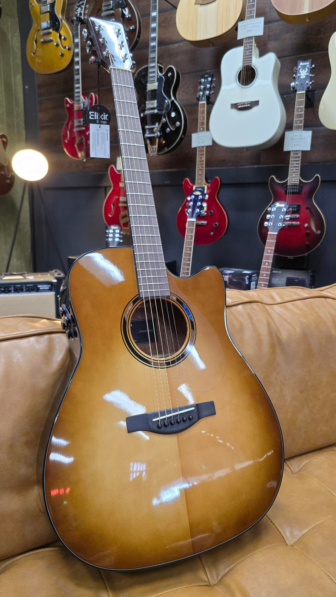 Yamaha TAG1C Grade TransAcoustic Solid Top Dreadnought Acoustic Guitar w/ Pickup SandBurst Burst Gloss Includes Gig Bag