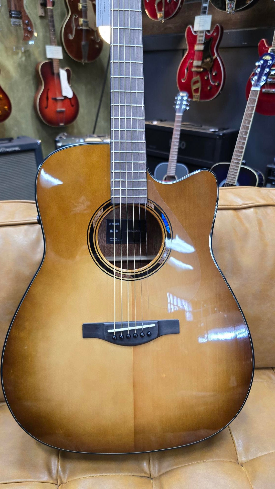 Yamaha TAG1C Grade TransAcoustic Solid Top Dreadnought Acoustic Guitar w/ Pickup SandBurst Burst Gloss Includes Gig Bag