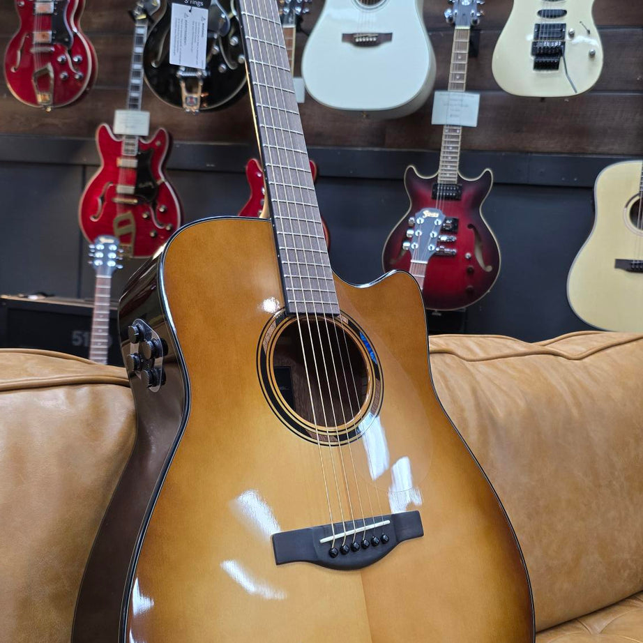 Yamaha TAG1C Grade TransAcoustic Solid Top Dreadnought Acoustic Guitar w/ Pickup SandBurst Burst Gloss Includes Gig Bag