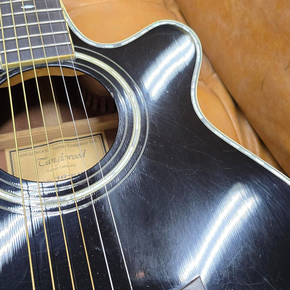 Tanglewood TW49 Black Gloss All solid timbers Acoustic/Electric Guitar W/Case (Pre-Owned)