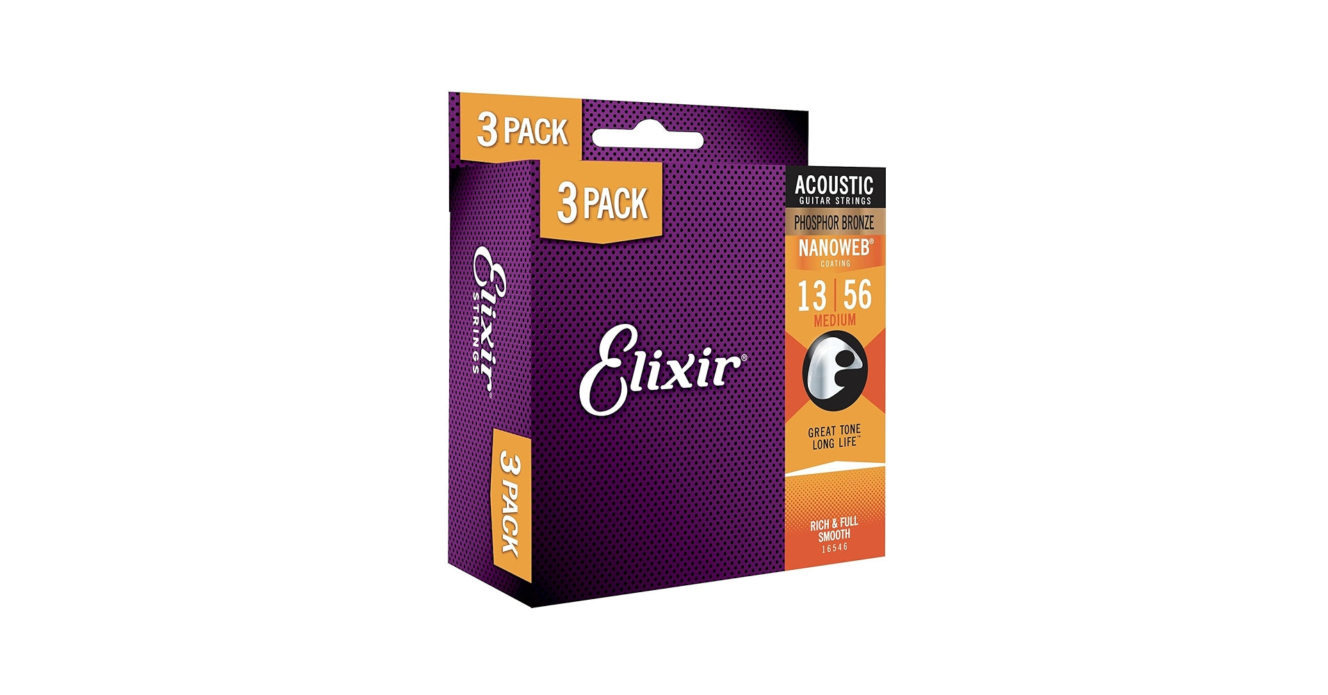 Elixir 13 Elixir 3 Pack 13-56 Acoustic Nanoweb Strings – Music at Noosa