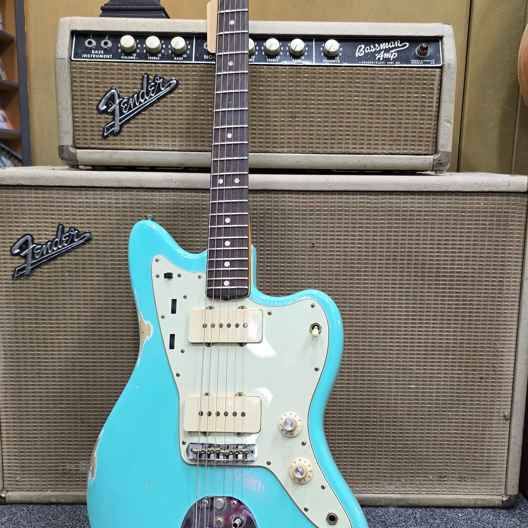 sold *** 1965 Fender Jazzmaster L Series Surf Green Vintage Electric Guitar W/Case