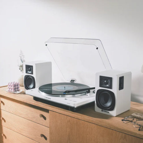 Audio Technica Powered Bluetooth bookshelf speakers - White W/ FREE T-SHIRT (while stock lasts)