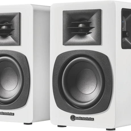 Audio Technica Powered Bluetooth bookshelf speakers - White W/ FREE T-SHIRT (while stock lasts)