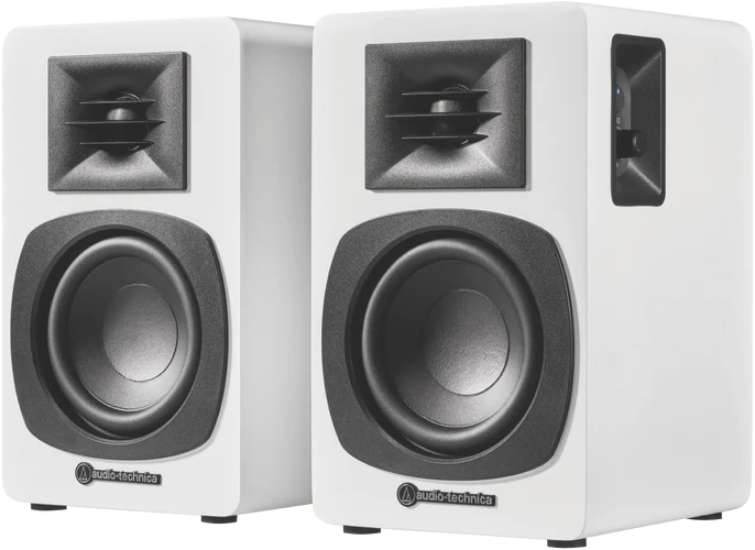 Audio Technica Powered Bluetooth bookshelf speakers - White W/ FREE T-SHIRT (while stock lasts)
