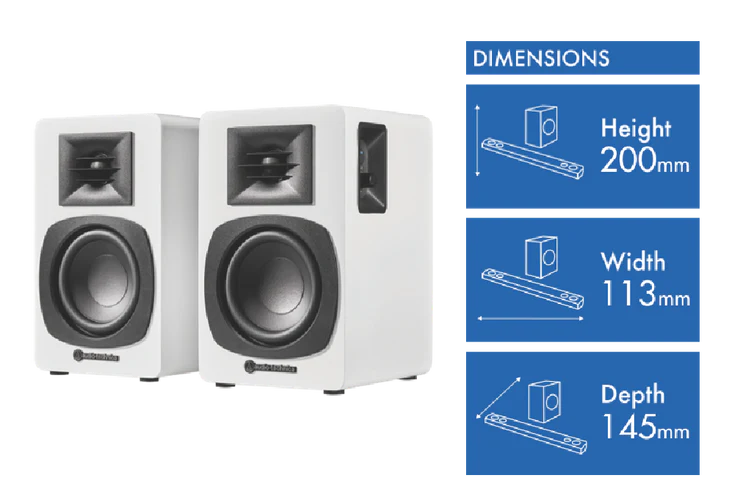 Audio Technica Powered Bluetooth bookshelf speakers - White W/ FREE T-SHIRT (while stock lasts)