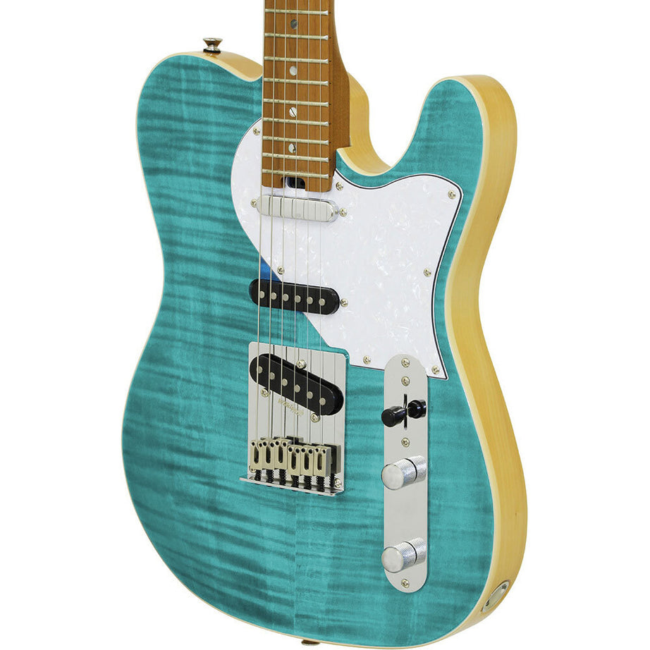 Aria 615-MK2 Nashville Electric Guitar in Turquoise Blue Gloss Finish Aria Pro II Hot Rod Collection