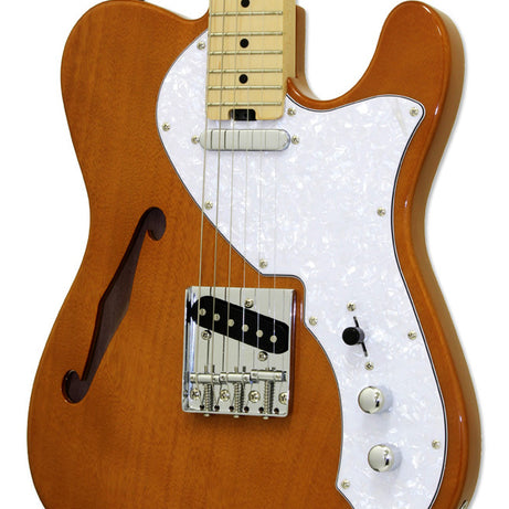 Aria 615-TL Series Semi-Hollow Electric Guitar in Natural Gloss Pickups: 2 x Single Coil