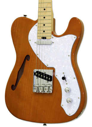 Aria 615-TL Series Semi-Hollow Electric Guitar in Natural Gloss Pickups: 2 x Single Coil