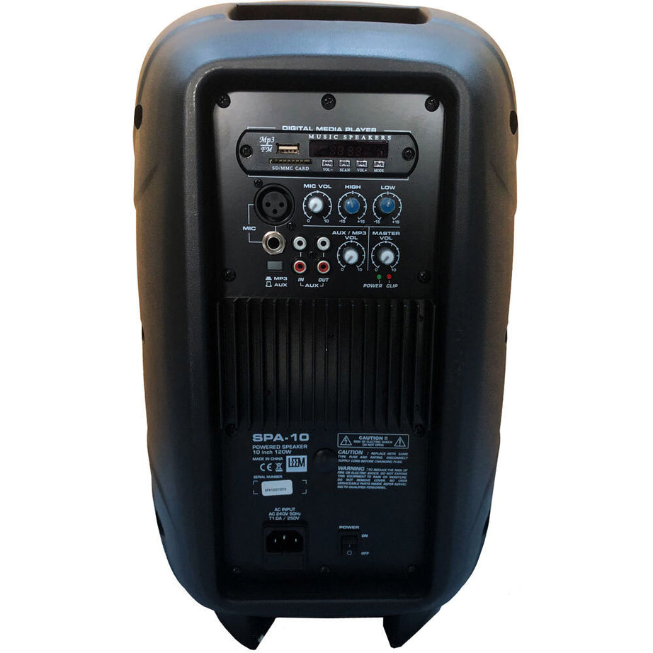 Leem SPA-10 Active 120W, 2-Way, 10" PA Speaker Built-in MP3 Player with SD Card & USB Input