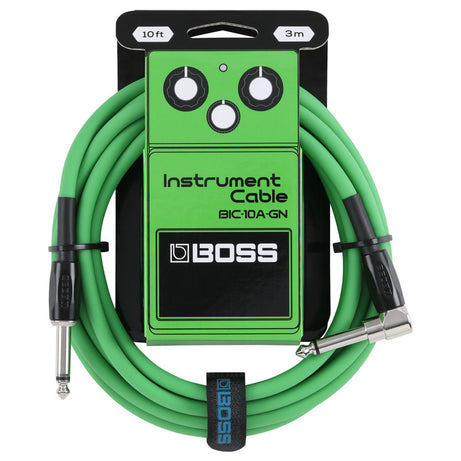 BOSS BIC10AGN Instrument Cable 10ft / 3m - Angled/Straight - Green