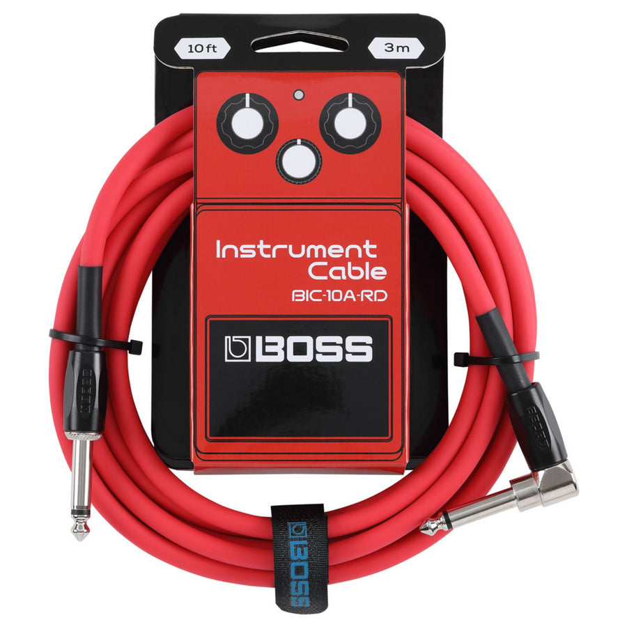 Boss Instrument cable - right angle to straight - red