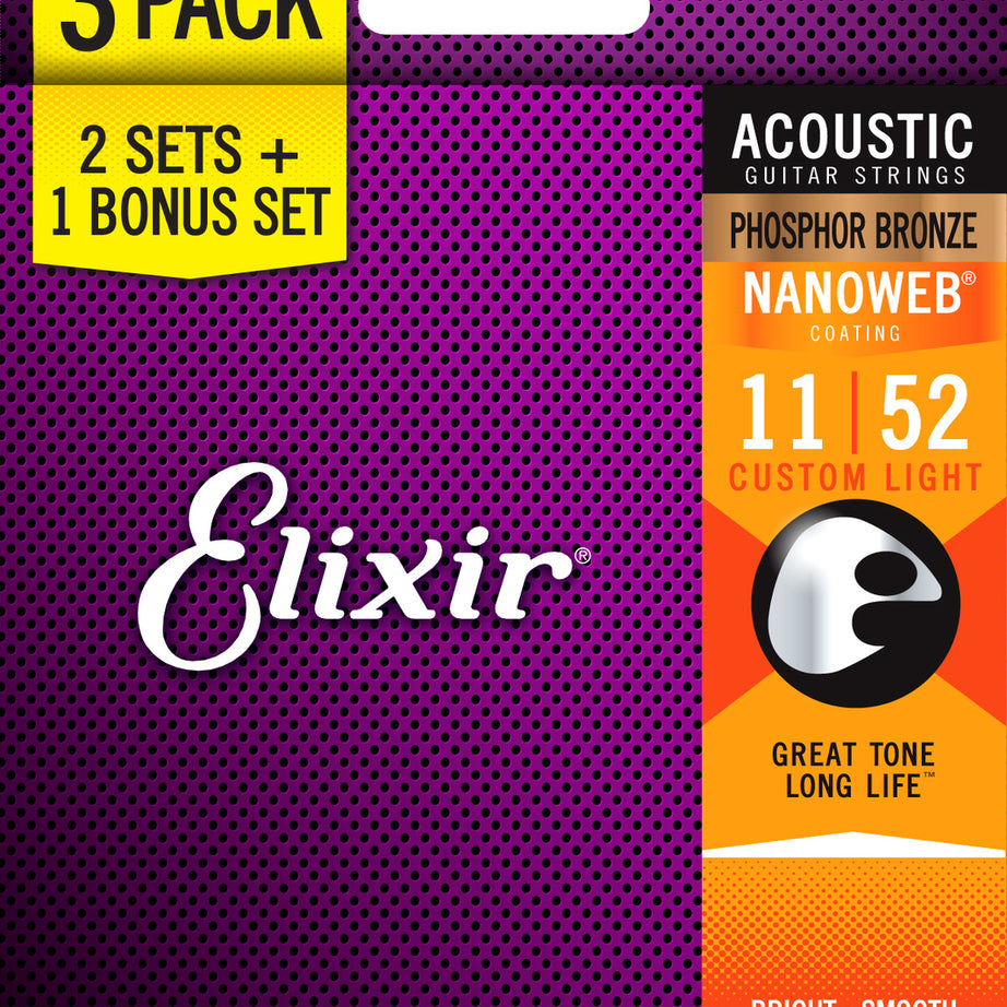 Elixir 3-PACK Acoustic Nanoweb Strings