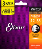 Elixir 3-PACK Acoustic Nanoweb Strings