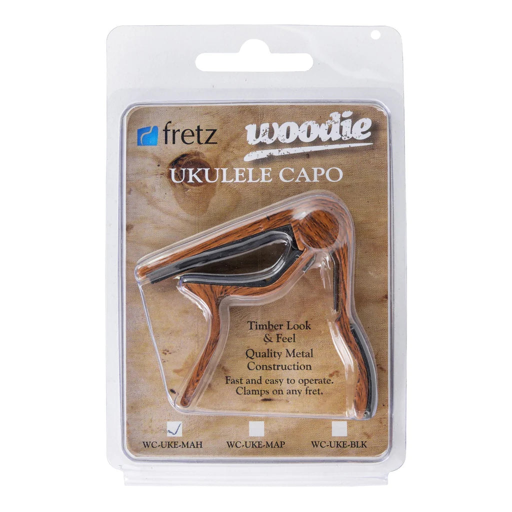 Fretz 'Woodie' Trigger-Style Ukulele Capo (Mahogany) OR (maple)