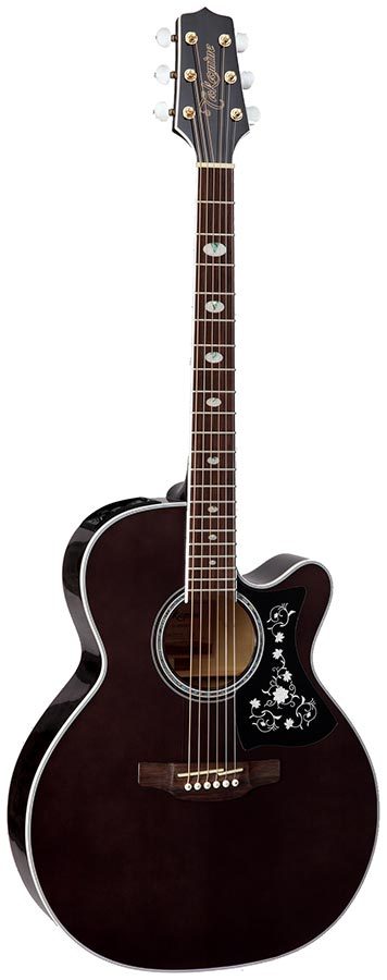 Takamine G70 Series NEX AC/EL Guitar with Cutaway in Transparent Black Gloss Finish