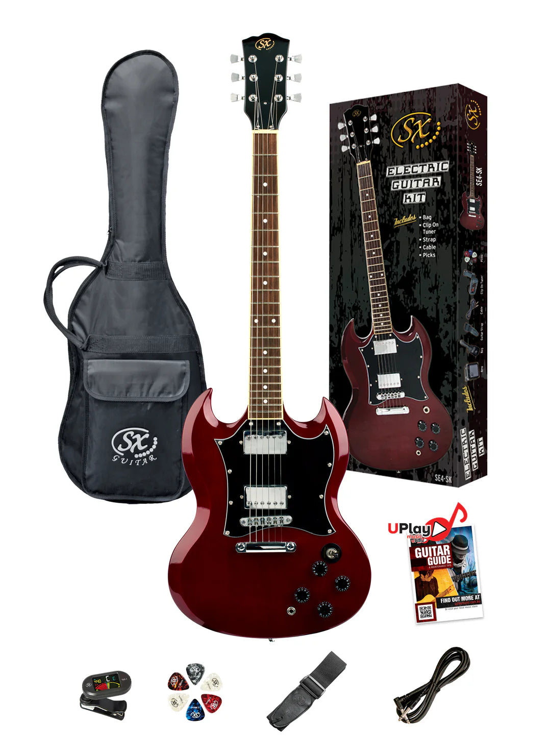 SX SG Style Guitar Pack - Wine Red