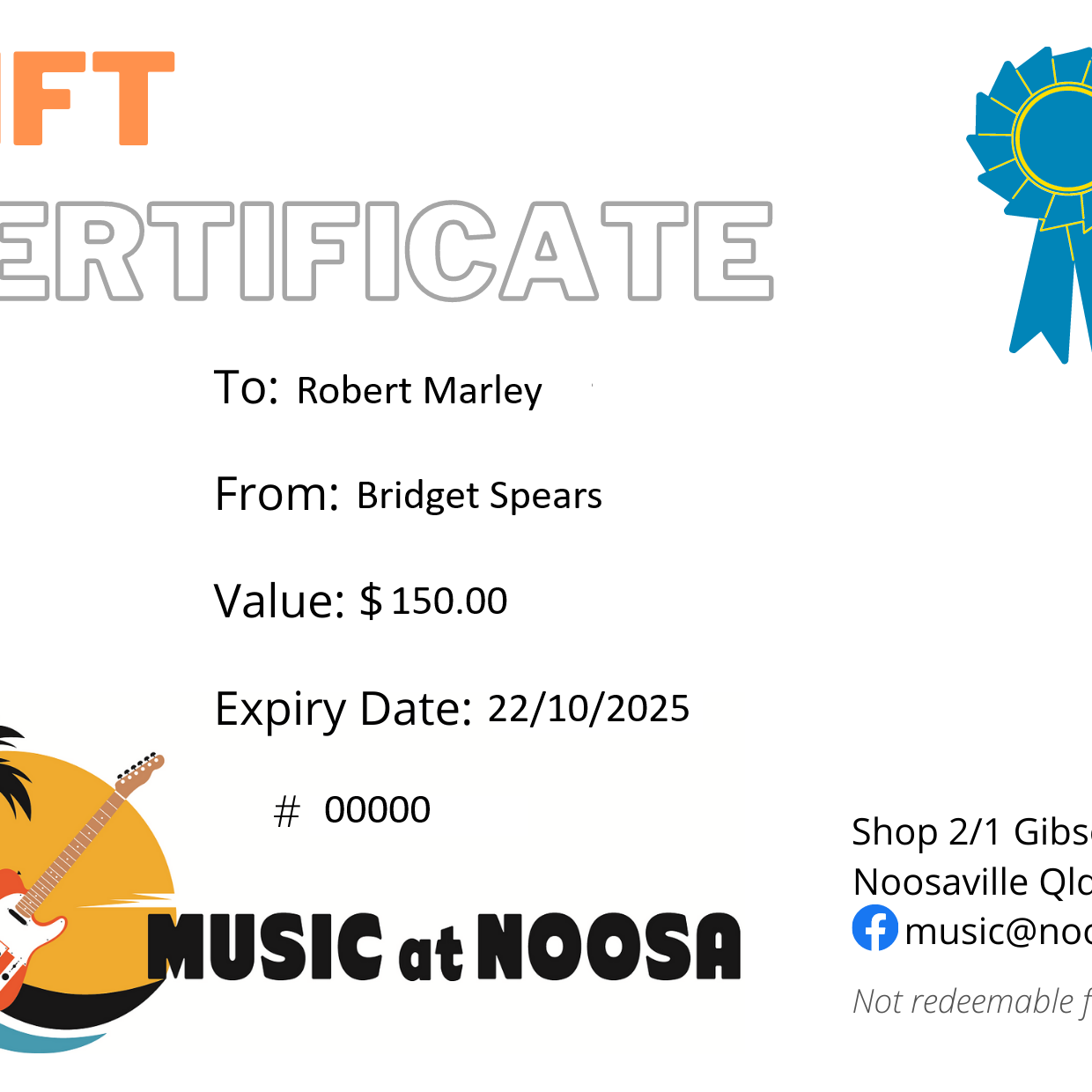 Gift Card Music at Noosa