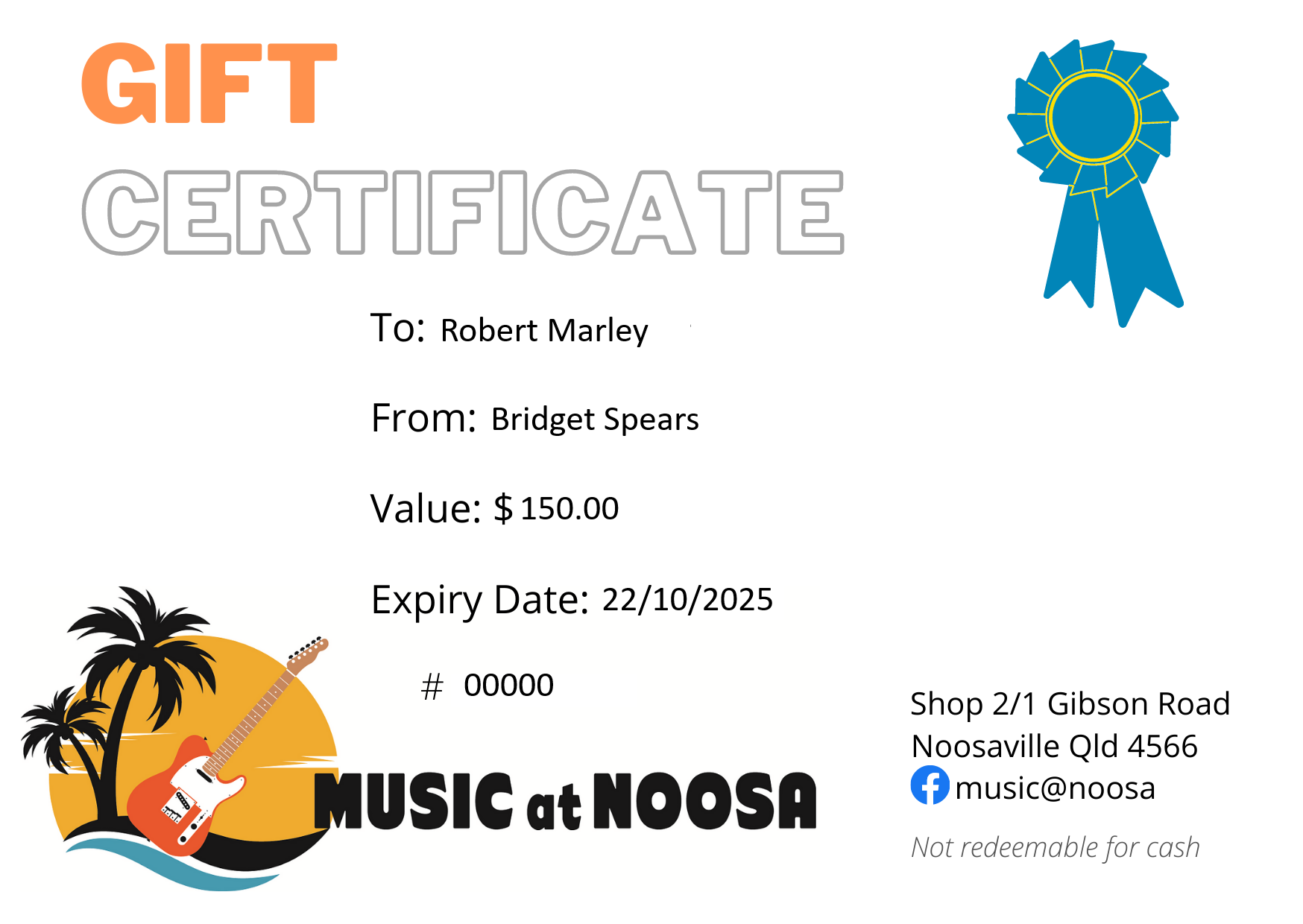 Gift Card Music at Noosa