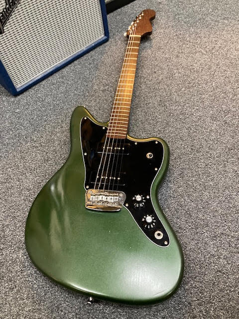 Green Jazzmaster guitar with black pickguard custom made 