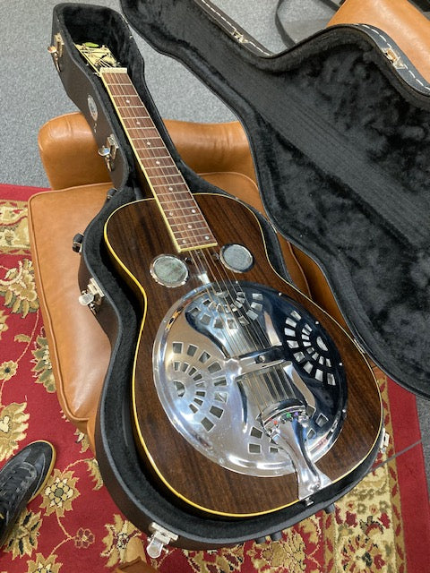 Regal Black Lightning Square Neck Resonator Slide Dobro W/Case (Pre-Owned)