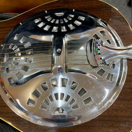 Regal Black Lightning Square Neck Resonator Slide Dobro W/Case (Pre-Owned)
