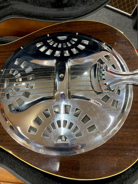 Regal Black Lightning Square Neck Resonator Slide Dobro W/Case (Pre-Owned)