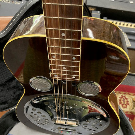 Regal Black Lightning Square Neck Resonator Slide Dobro W/Case (Pre-Owned)