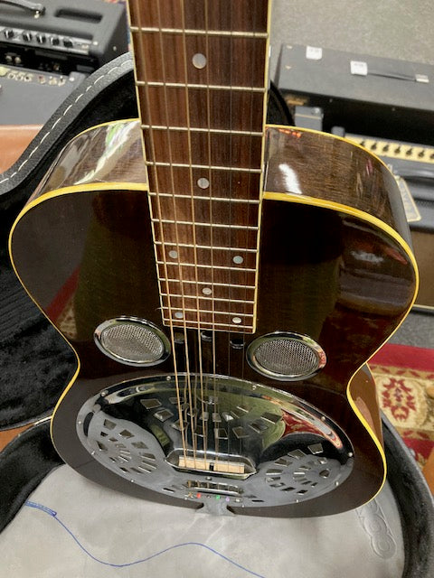 Regal Black Lightning Square Neck Resonator Slide Dobro W/Case (Pre-Owned)