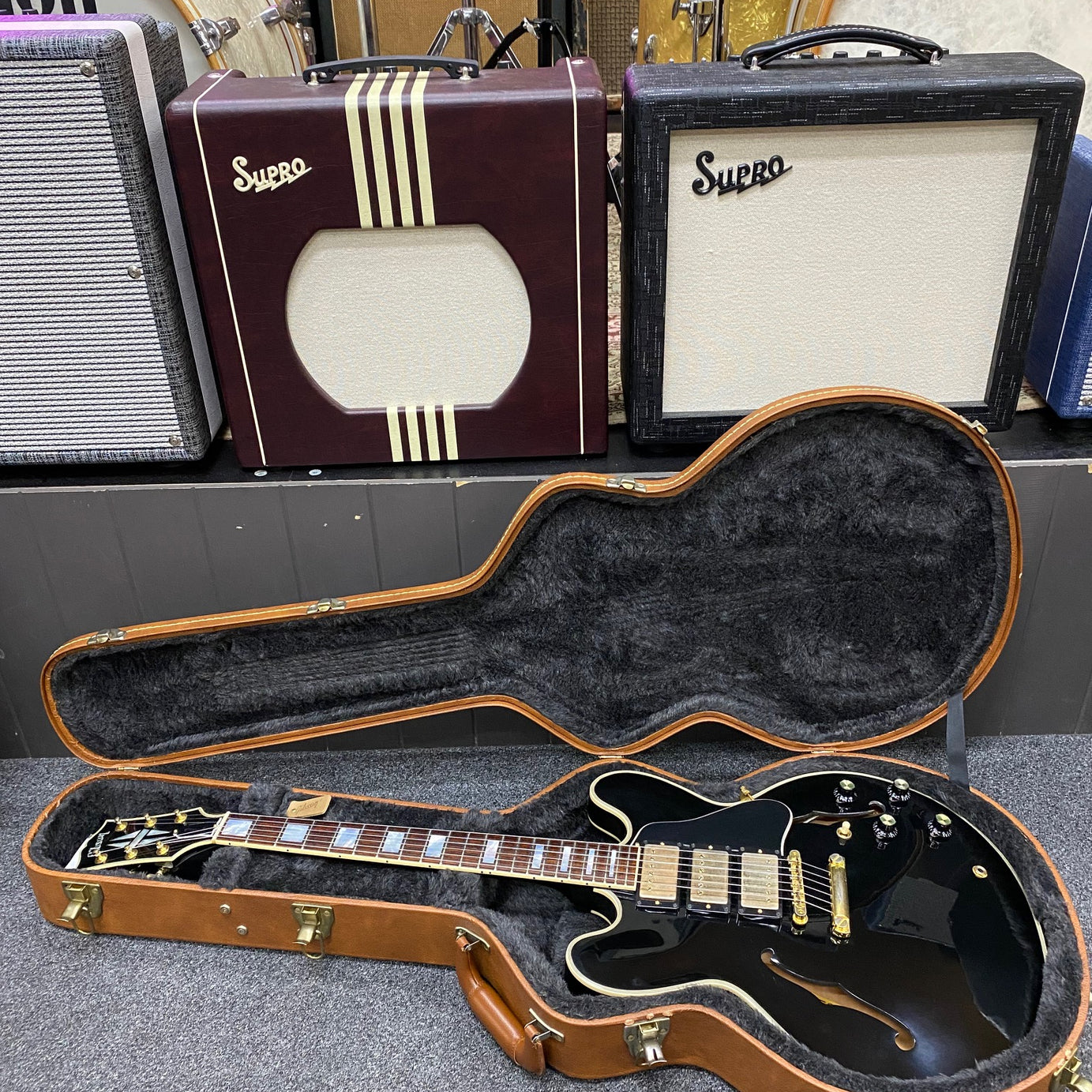 2018 Gibson Memphis ES-355 Limited 3 pickup Black Beauty w/ case  Sunbear pickups